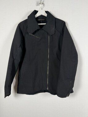 Nau Women's Large Black Asymmetric Zip Moto Jacket Fleece Lined Eco Circle